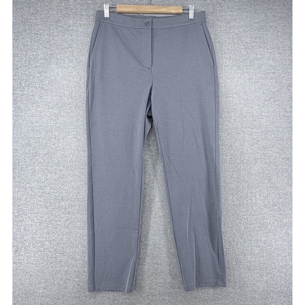 Eileen Fisher Dress Pants Women Size Medium Gray Straight-Leg Organic Cotton